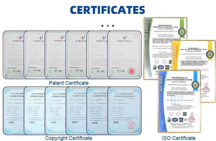 Patent Certificate for Filling Machine Patent Certificate for Filling Machine